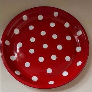 April Cornell enamel polka dot tray - VINTAGE - red & white
